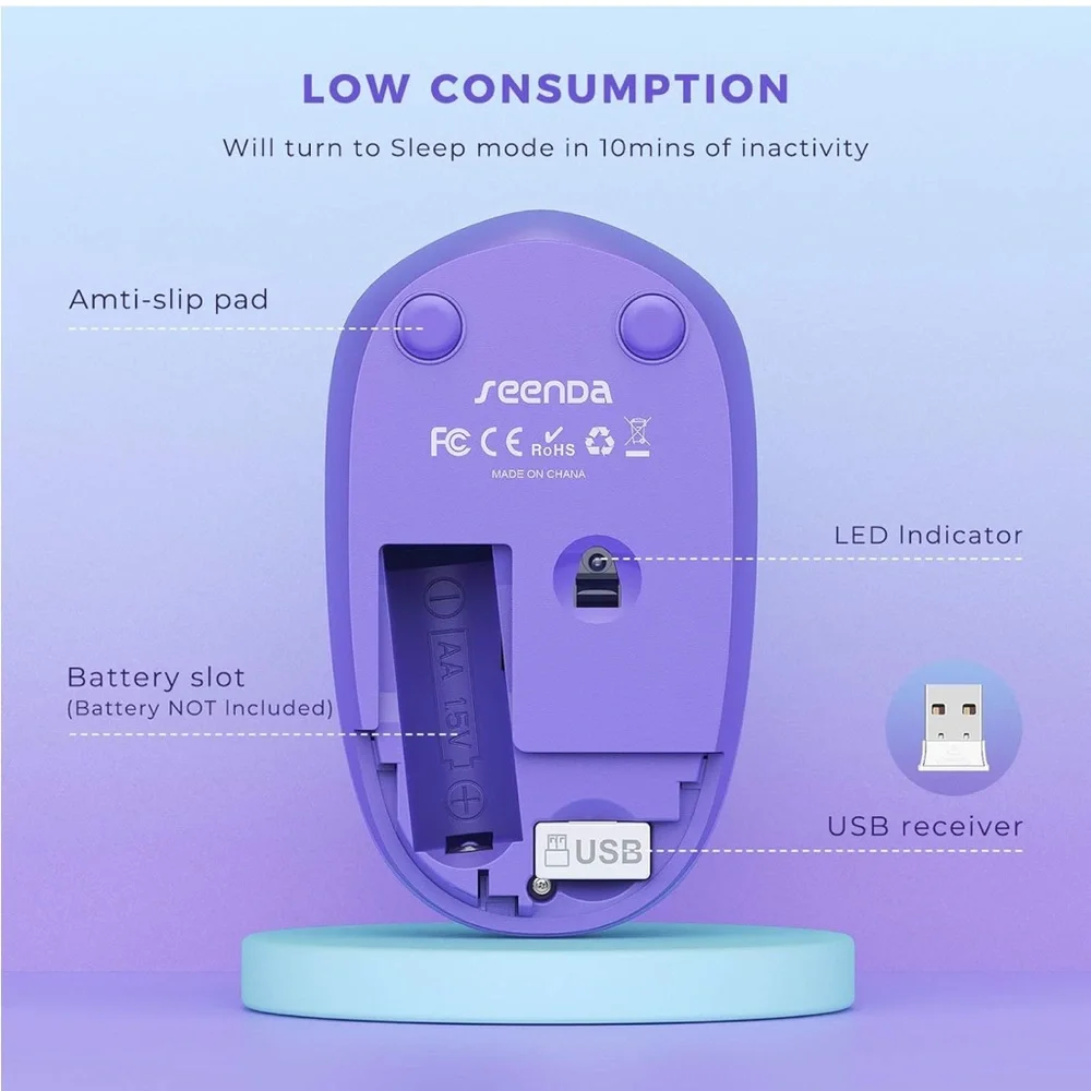 Purple and Blue Wireless Mouse
